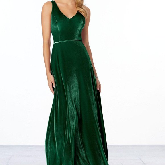 mori lee velvet bridesmaid dress